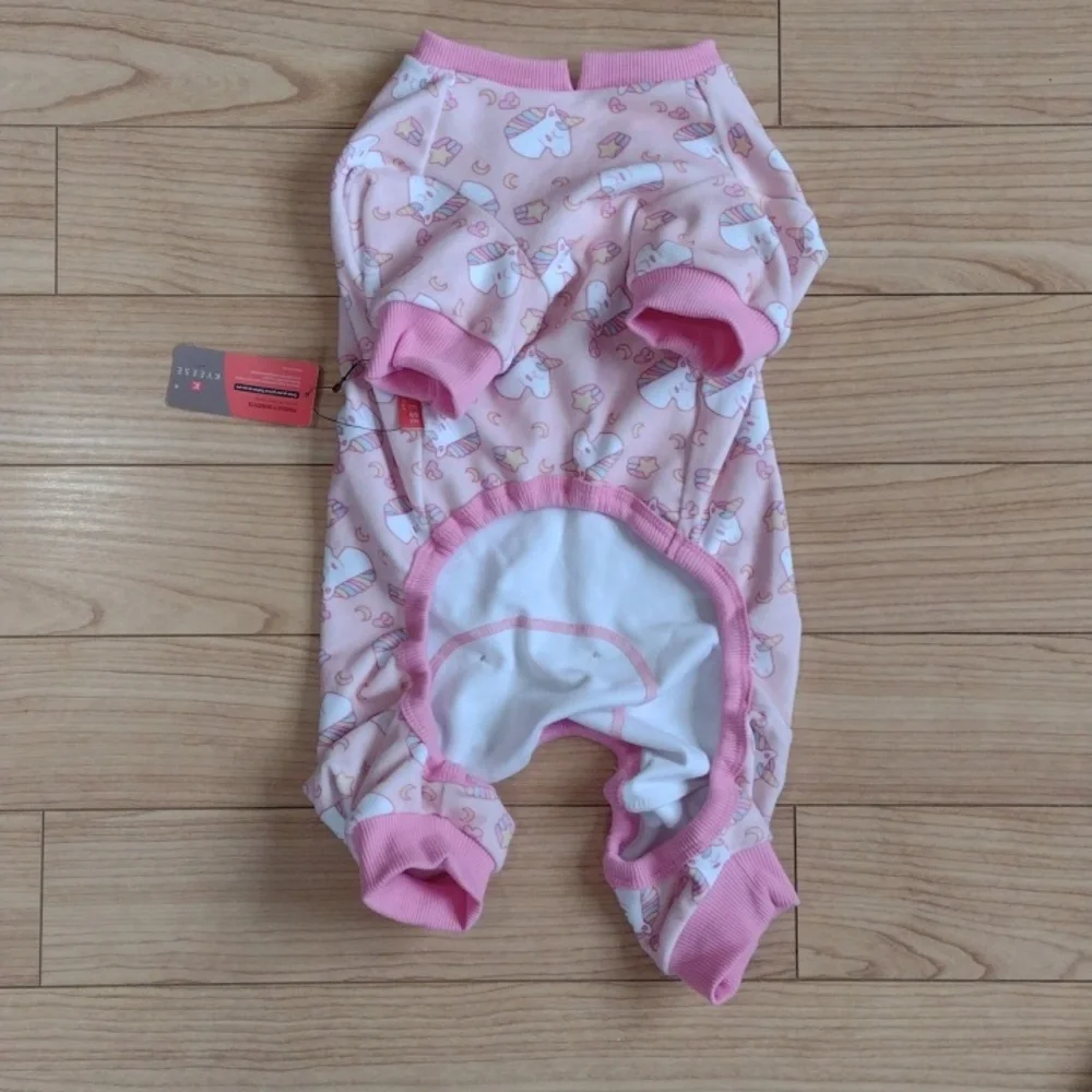 Kyeese Soft Velvet Dog Pajamas Pink with Unicorns Size XL